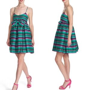NWT Corey Lynn Calter Anya Dress XS Kelly Green Striped Bow Front Kidcore‎ Cute